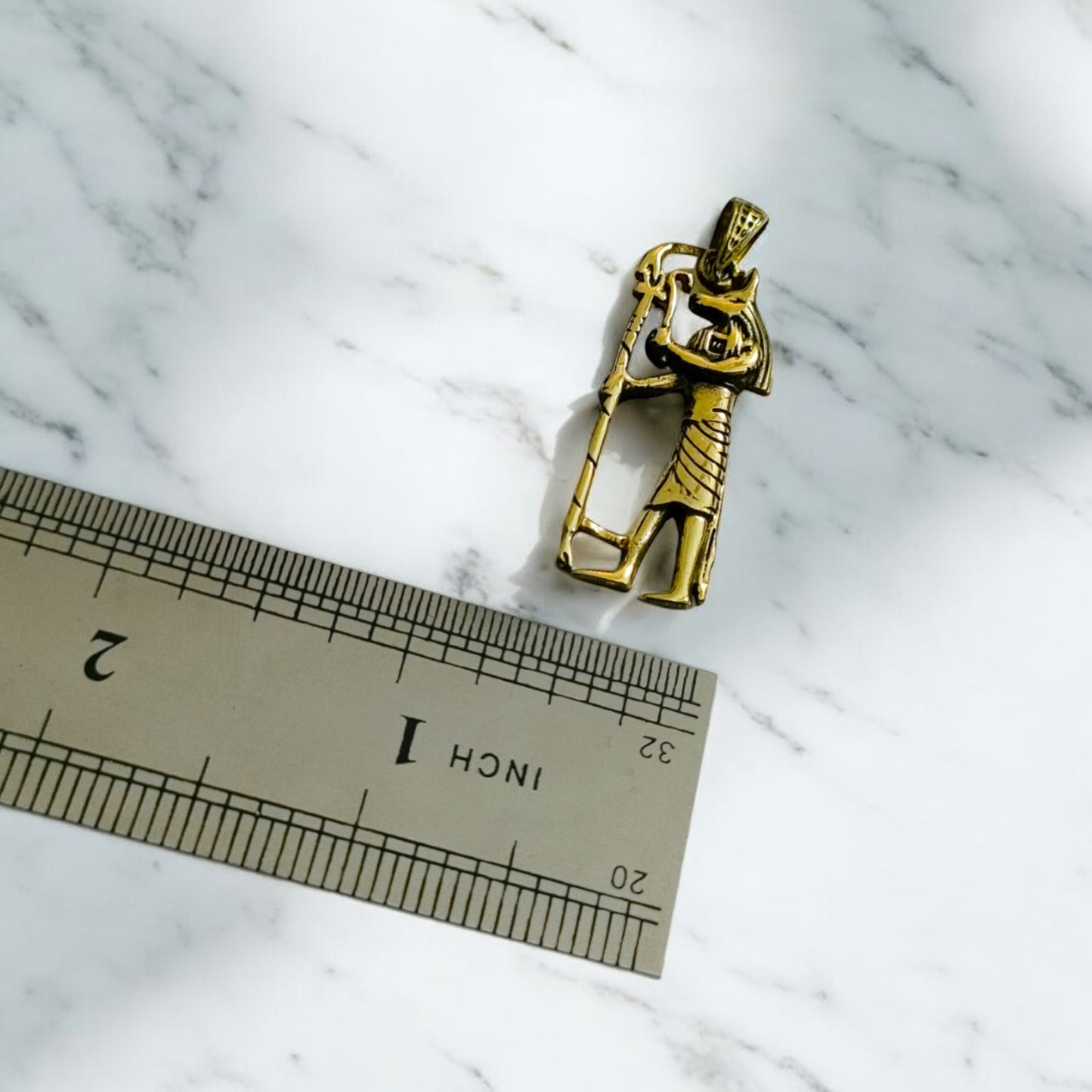 Gold Anubis Pendant Necklace, Handmade Egyptian Revival Jewelry