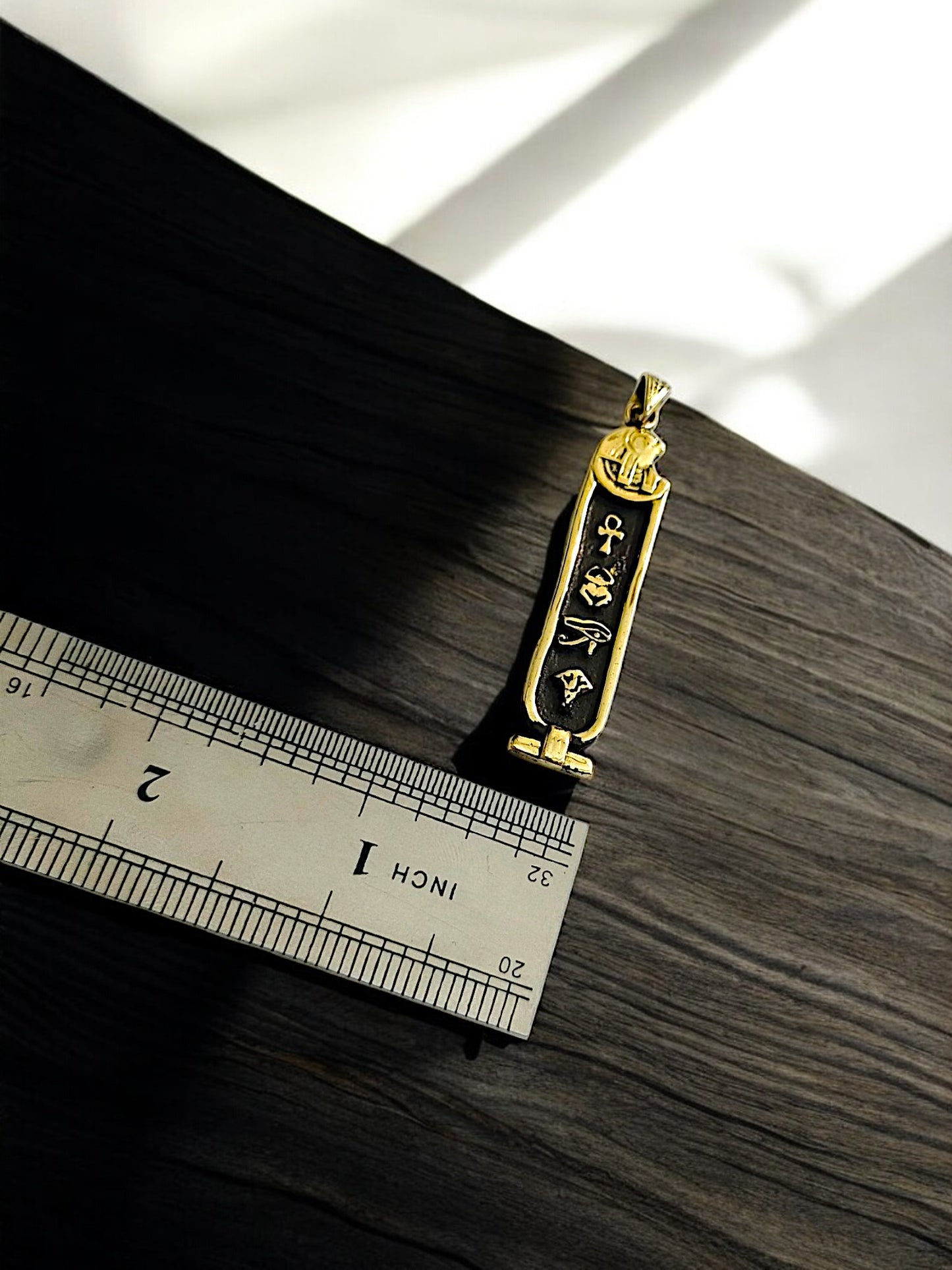 Gold God Horus Cartouche Necklace, Egyptian Jewelry, Gift For men and Women
