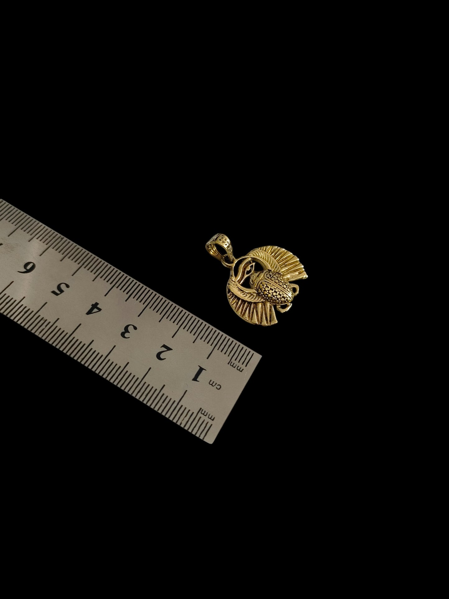 Gold Scarab Beetle Pendant Necklace, Egyptian Revival Talisman