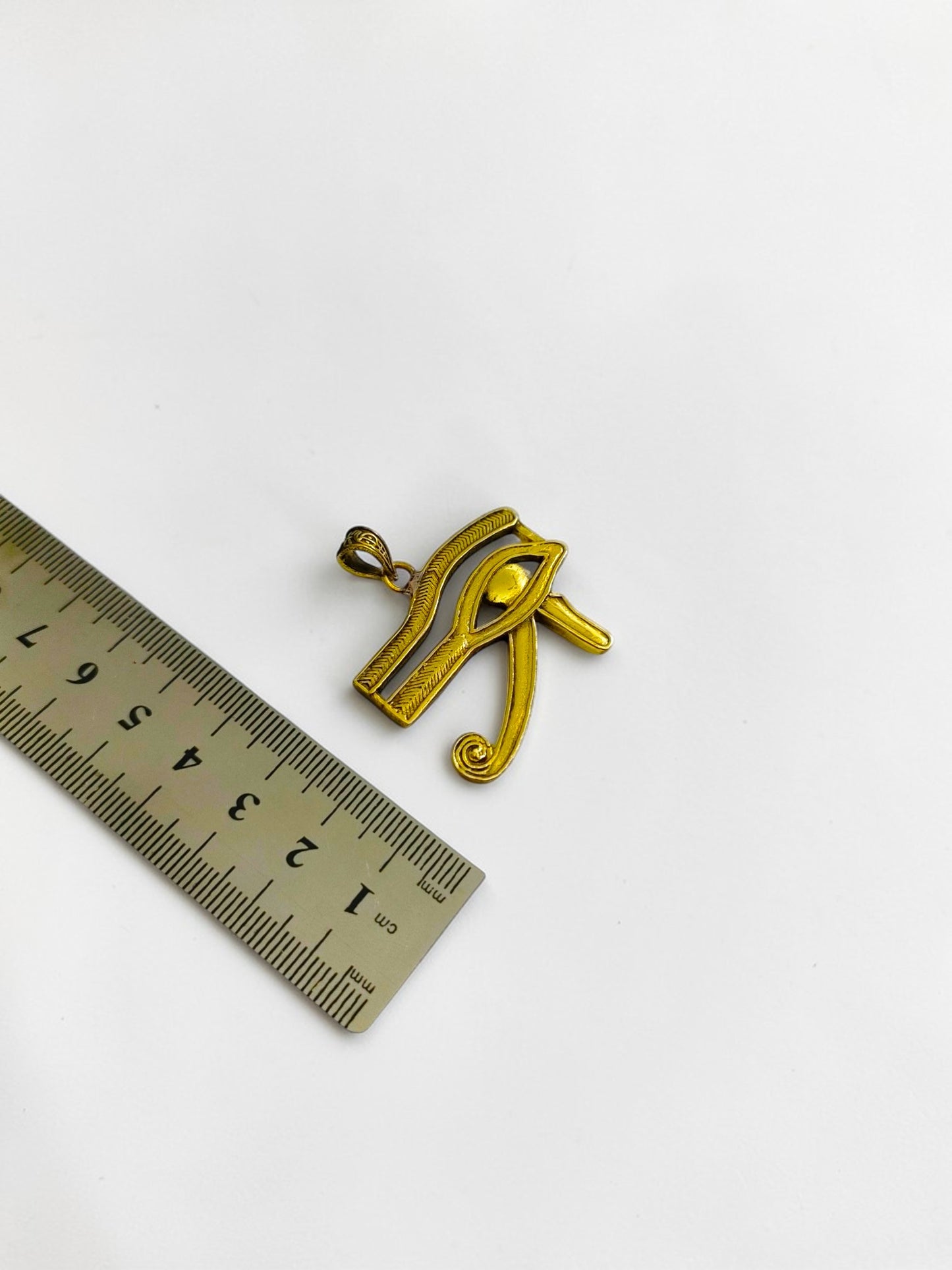 Gold Eye of Horus Pendant, Egyptian Revival Talisman Jewelry