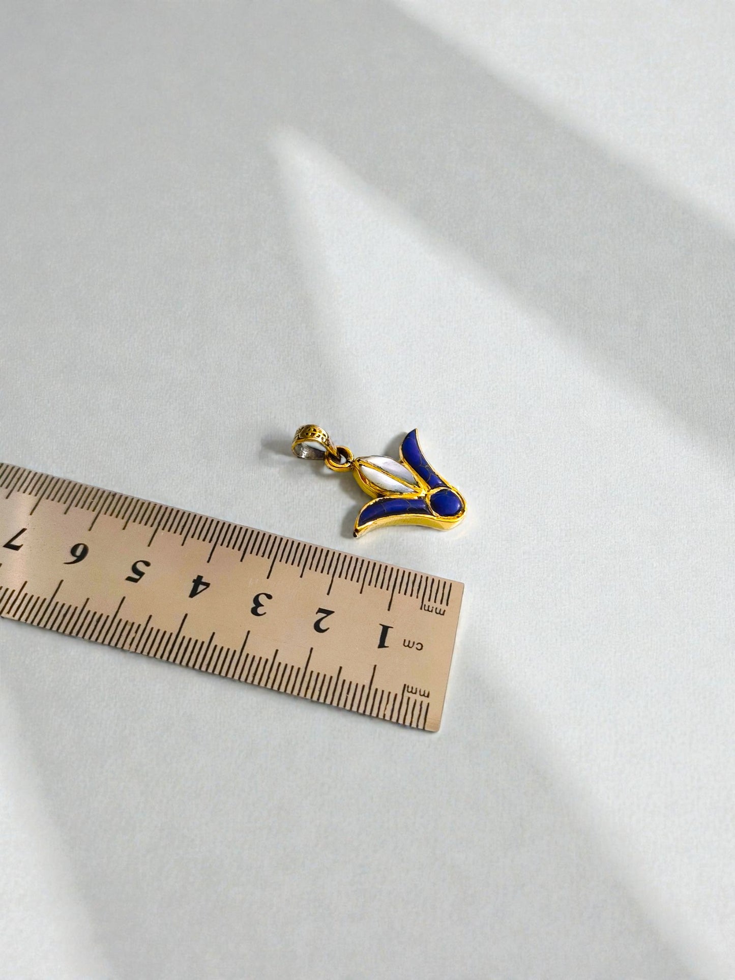 Gold Lotus Flower Pendant, Egyptian Talisman with Lapis Lazuli & Mother Of Pearls Necklace