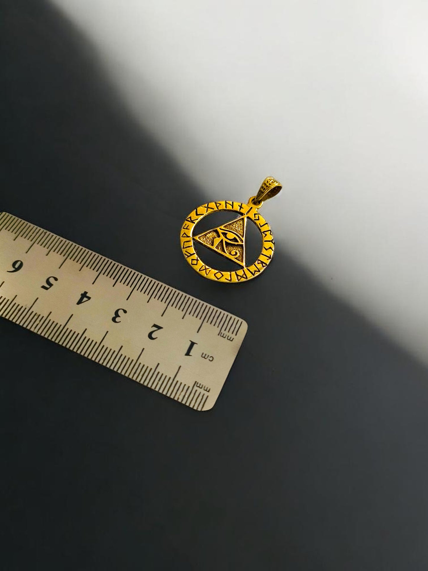 Gold Eye of Horus Necklace, Pyramid Pendant, Ancient Egyptian Talisman Jewelry