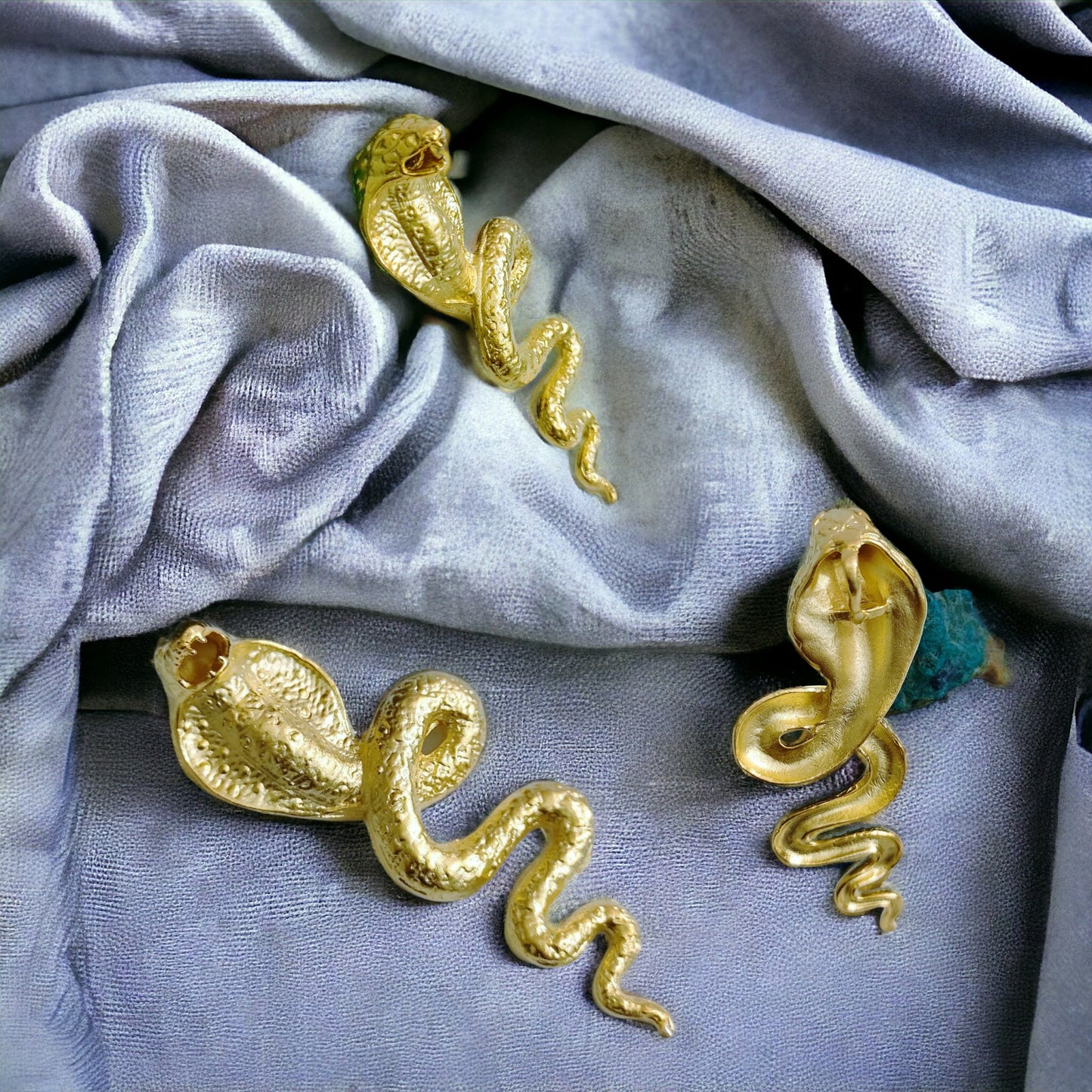 Large Gold Wadjet Snake Pendant Necklace, Egyptian Goddess Jewelry