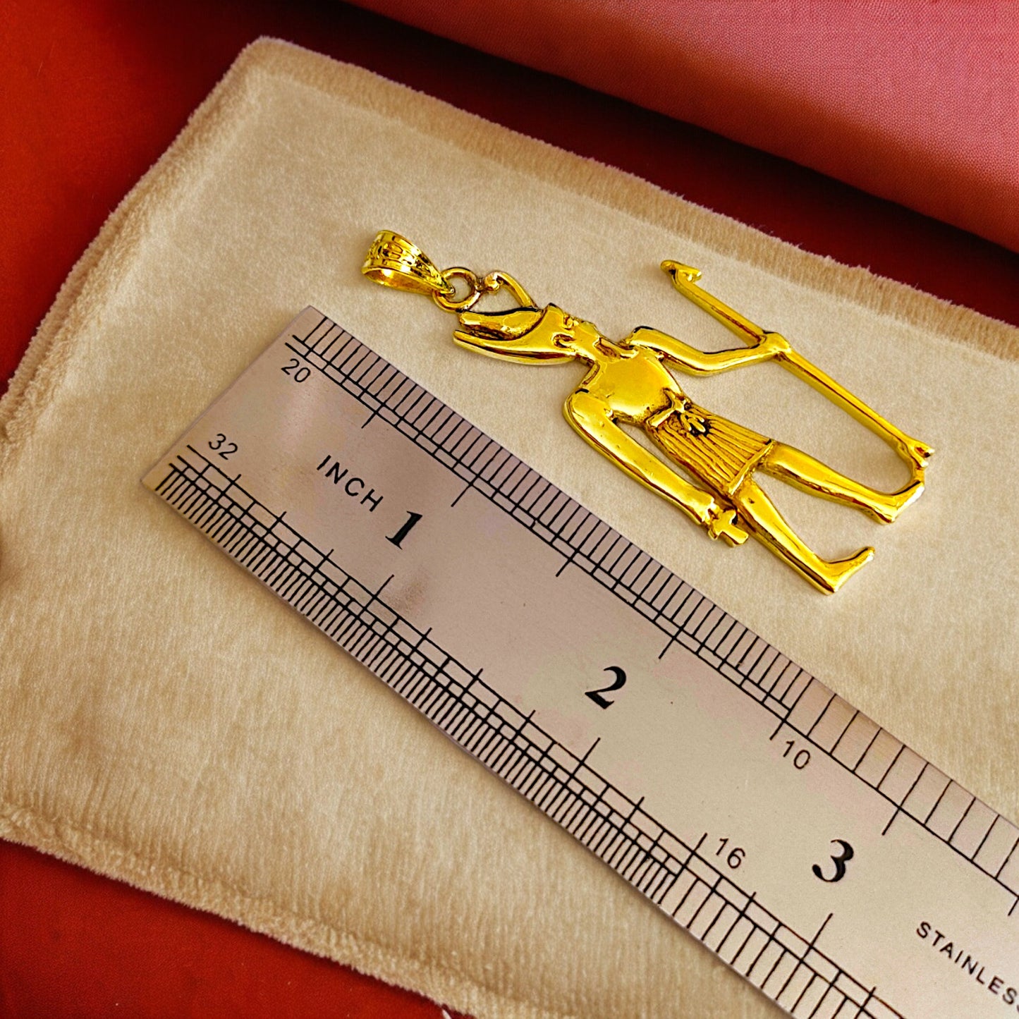 Gold God Amun Pendant Necklace, Egyptian Revival Jewelry Talisman