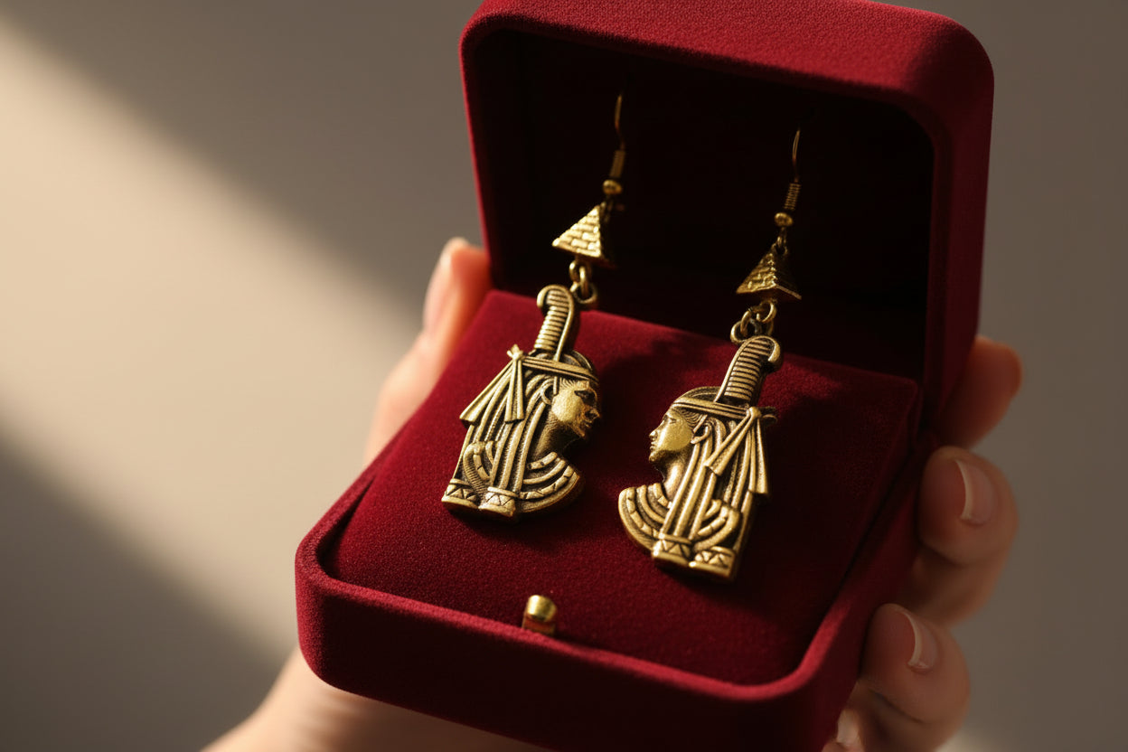 Gold Goddess ma'at Earrings, Egyptian Goddess Earring, Gift For Her
