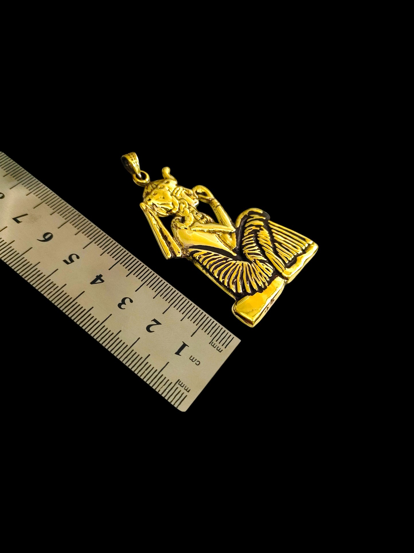 Gold King Tut Ankh Amulet Pendant, Egyptian Revival Jewelry