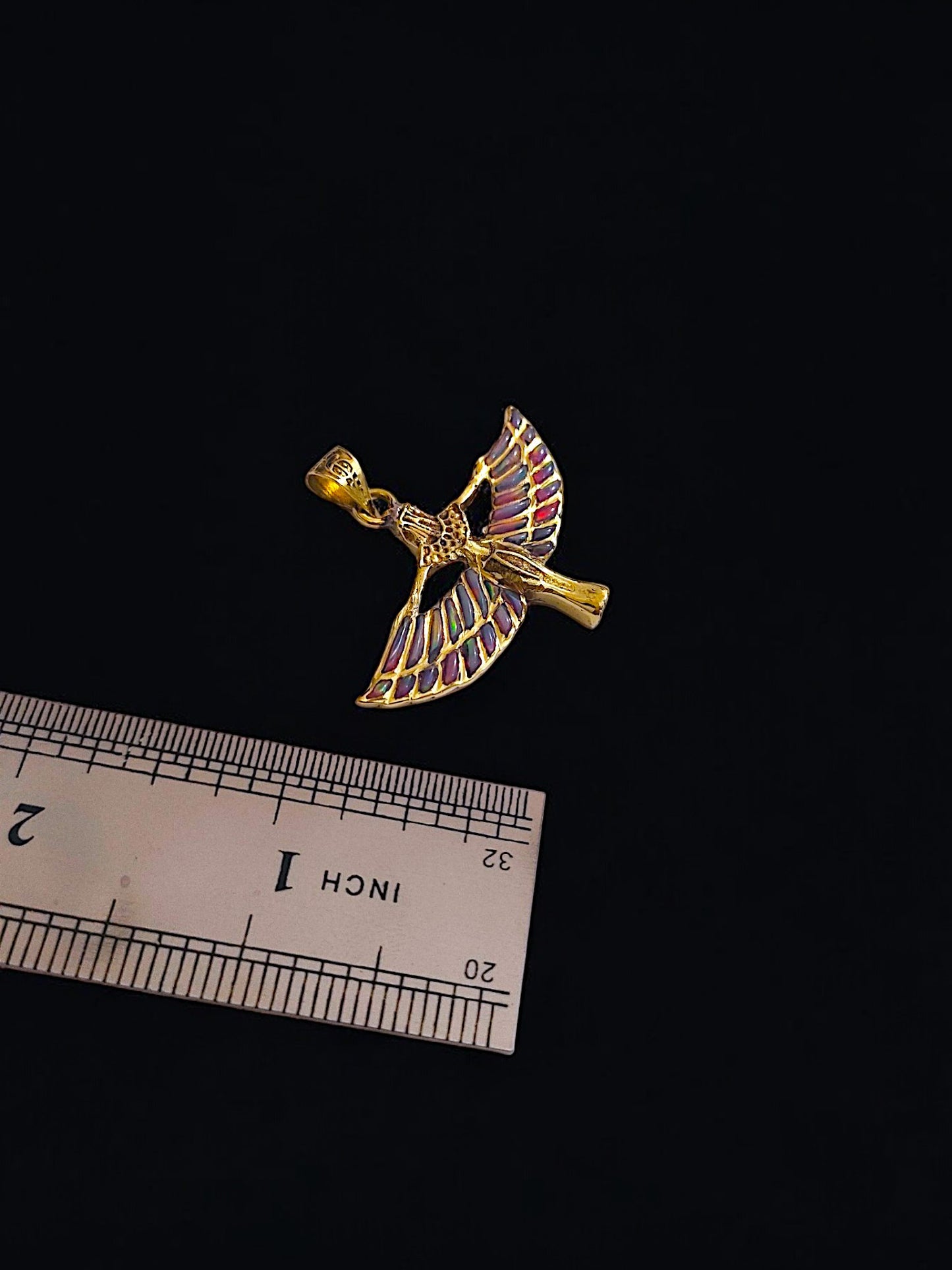 Pink Opal Unique Gold Winged Goddess Isis Pendant Necklace, Egyptian Jewelry Gift