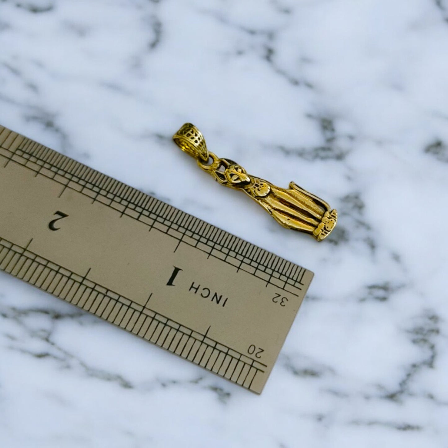 Gold Goddess Bastet Cat Pendant Necklace, Egyptian Revival Jewelry