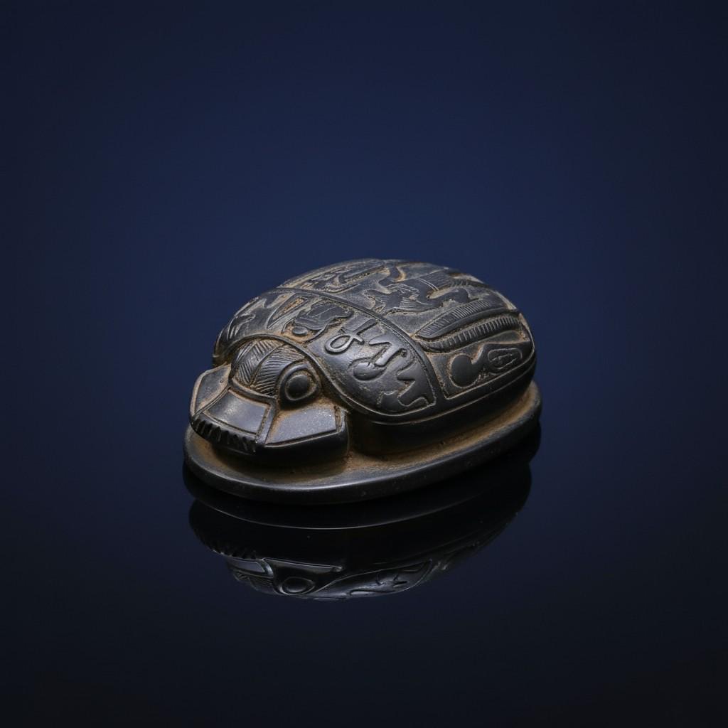 Handmade Scarab Statue, Egyptian Revival Mythology Art, Spiritual Talisman Sculpture