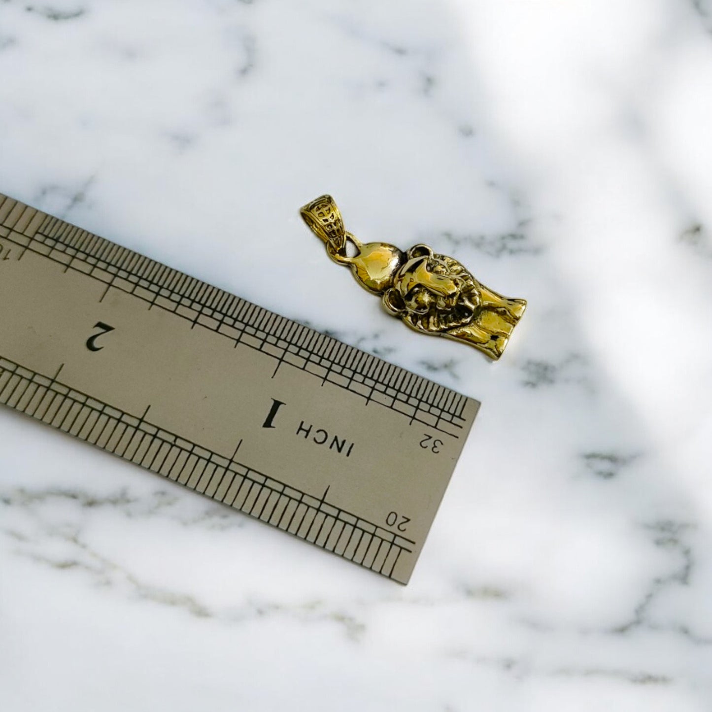 Gold Sekhmet Pendant, Egyptian Revival Lion Goddess Necklace