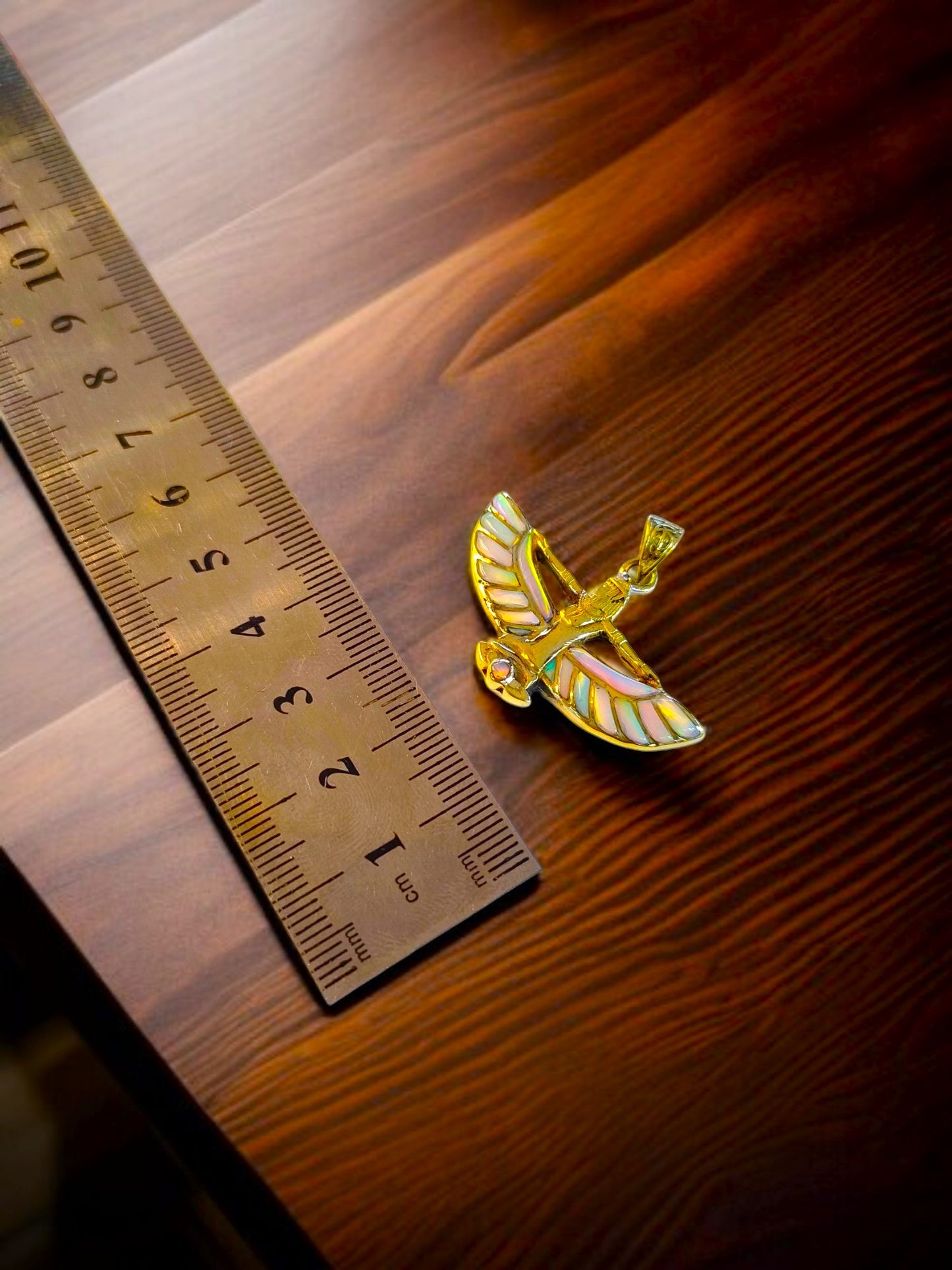 Opal Unique Gold Winged Goddess Isis Dainty Pendant Necklace, Egyptian Jewelry, Divine Pendant, Gift for Men and Women
