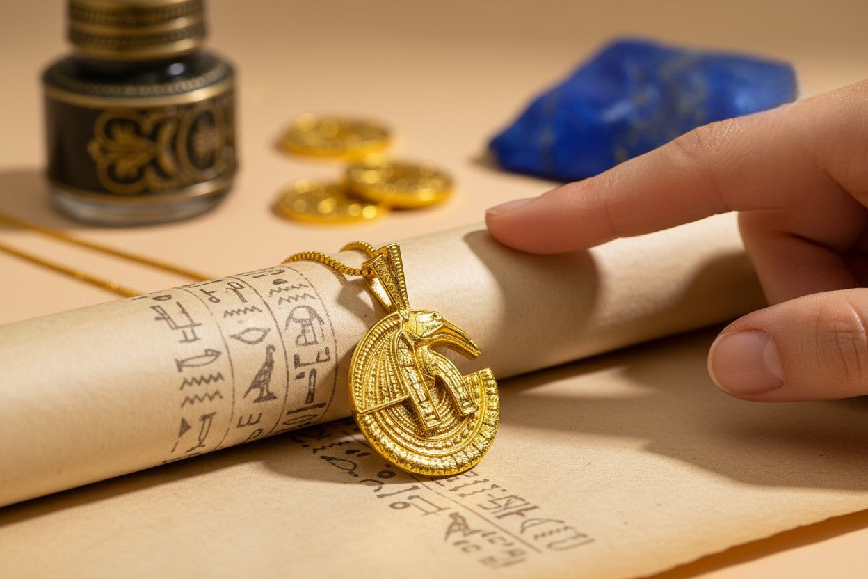 Gold God Seth Necklace, Egyptian Jewelry, Gift For men and Women