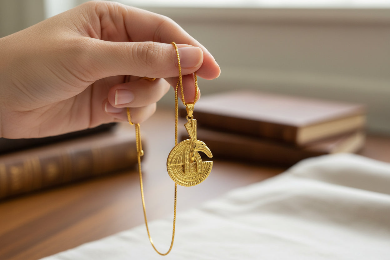 Gold God Seth Necklace, Egyptian Jewelry, Gift For men and Women