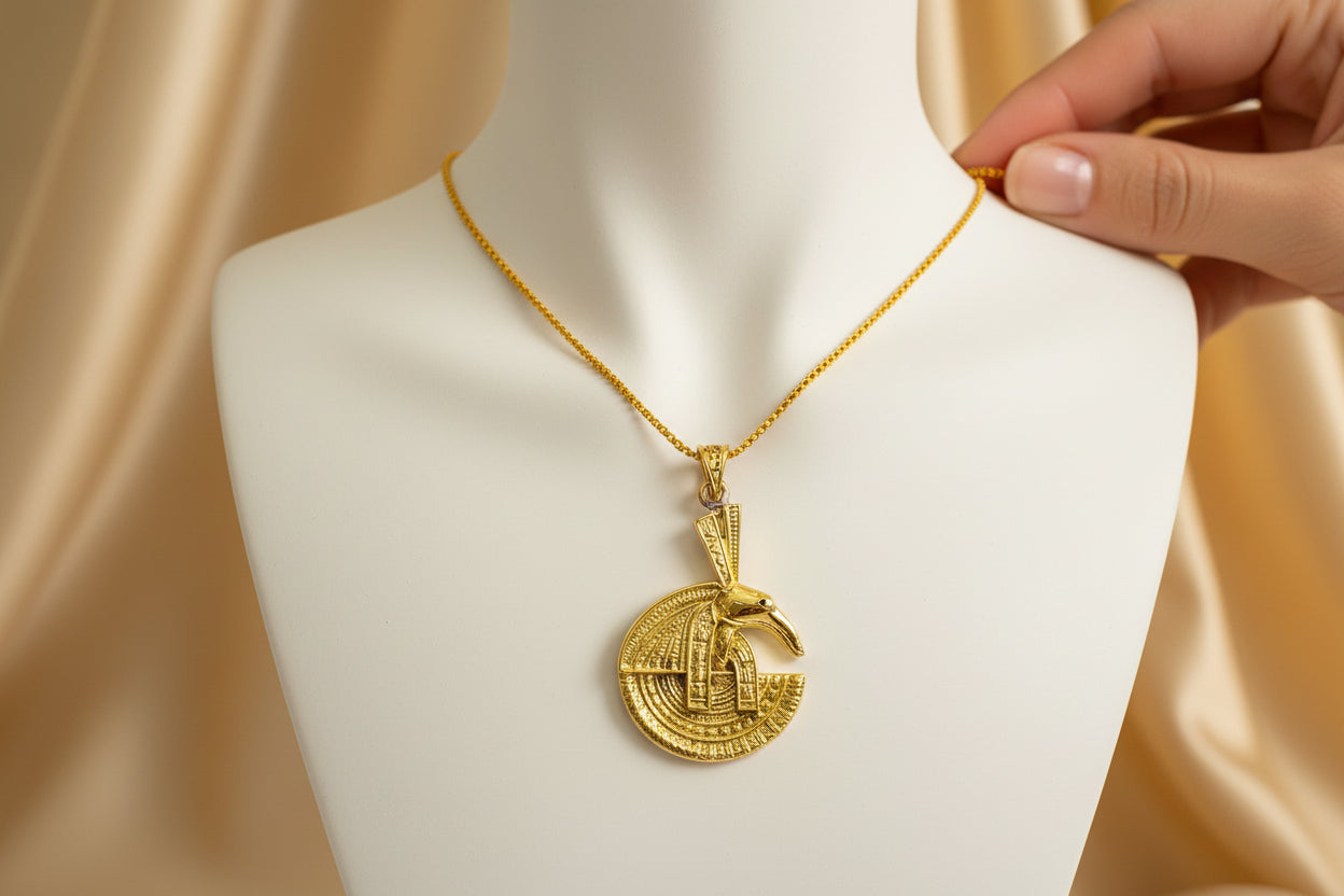Gold God Seth Necklace, Egyptian Jewelry, Gift For men and Women