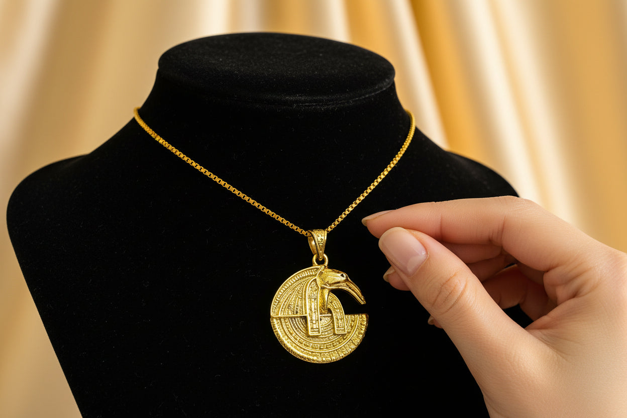 Gold God Seth Necklace, Egyptian Jewelry, Gift For men and Women