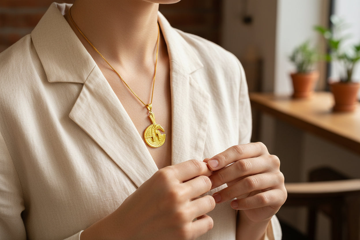 Gold God Seth Necklace, Egyptian Jewelry, Gift For men and Women