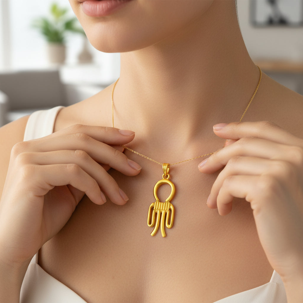 Gold Isis Tyet The Knot Pendant, Egyptian Jewelry, Revival Jewelry, Talisman Pendant, Divine Minimalist Necklace, Gift for Men and Women