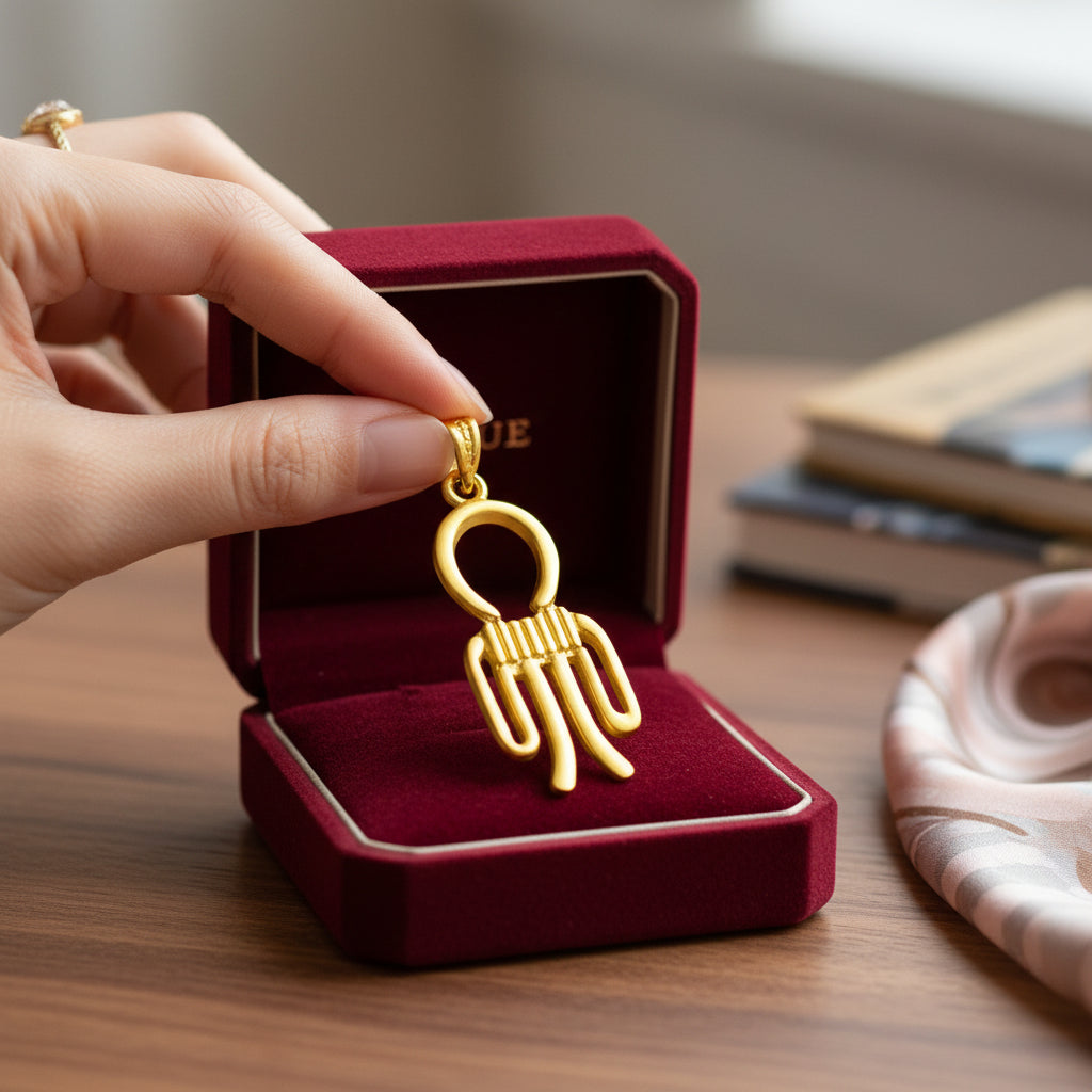 Gold Isis Tyet The Knot Pendant, Egyptian Jewelry, Revival Jewelry, Talisman Pendant, Divine Minimalist Necklace, Gift for Men and Women