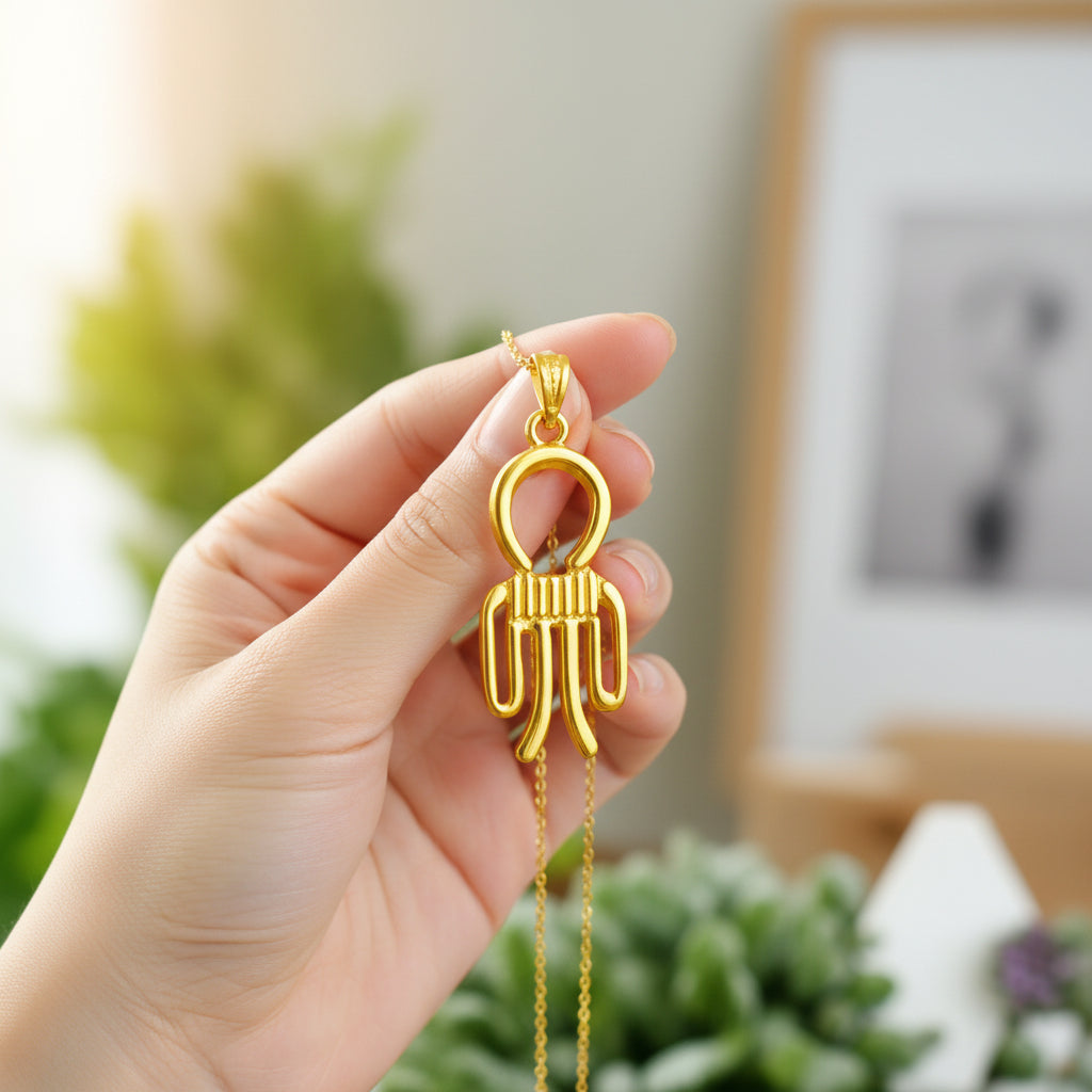 Gold Isis Tyet The Knot Pendant, Egyptian Jewelry, Revival Jewelry, Talisman Pendant, Divine Minimalist Necklace, Gift for Men and Women