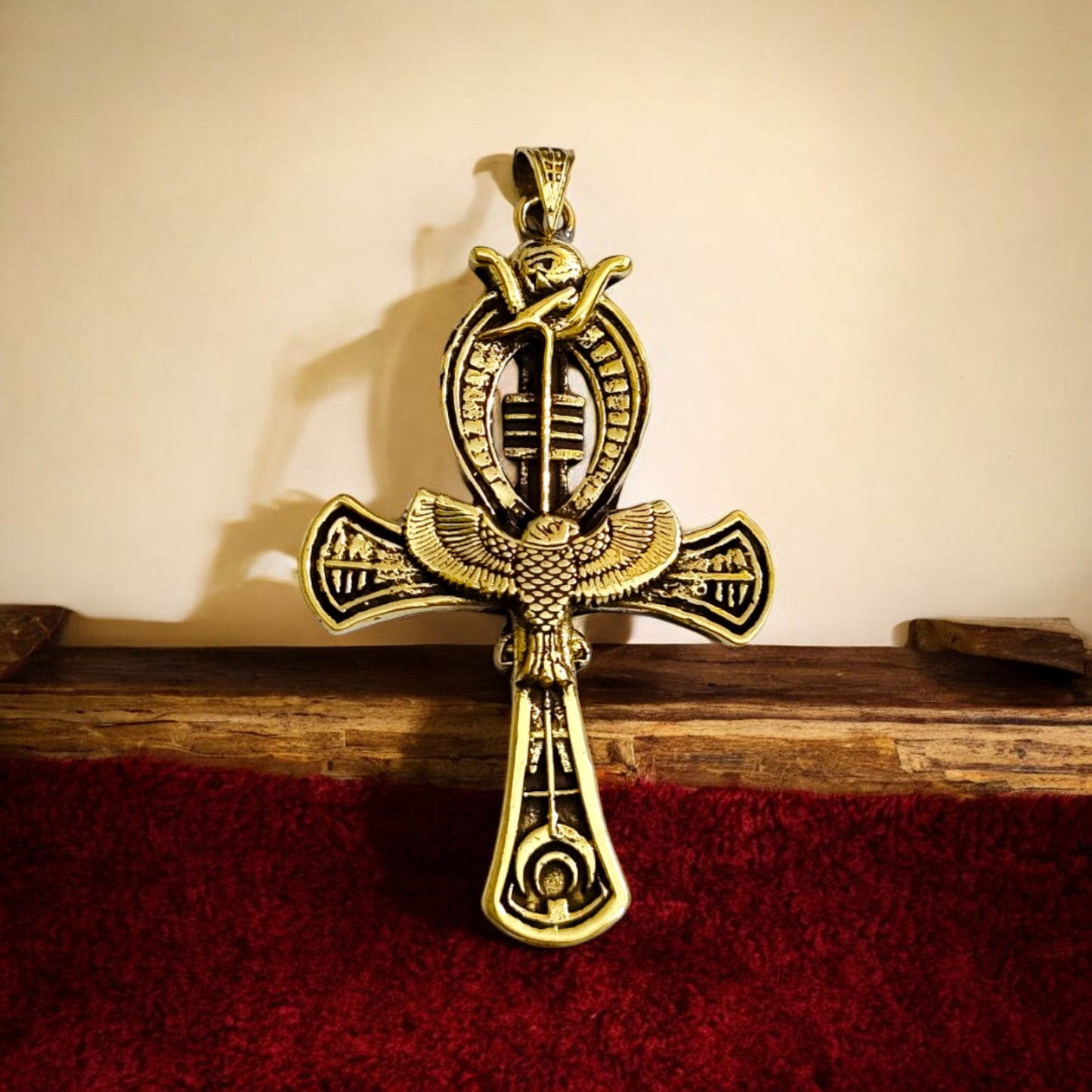 Gold Ankh Pendant, Egyptian Talisman Necklace