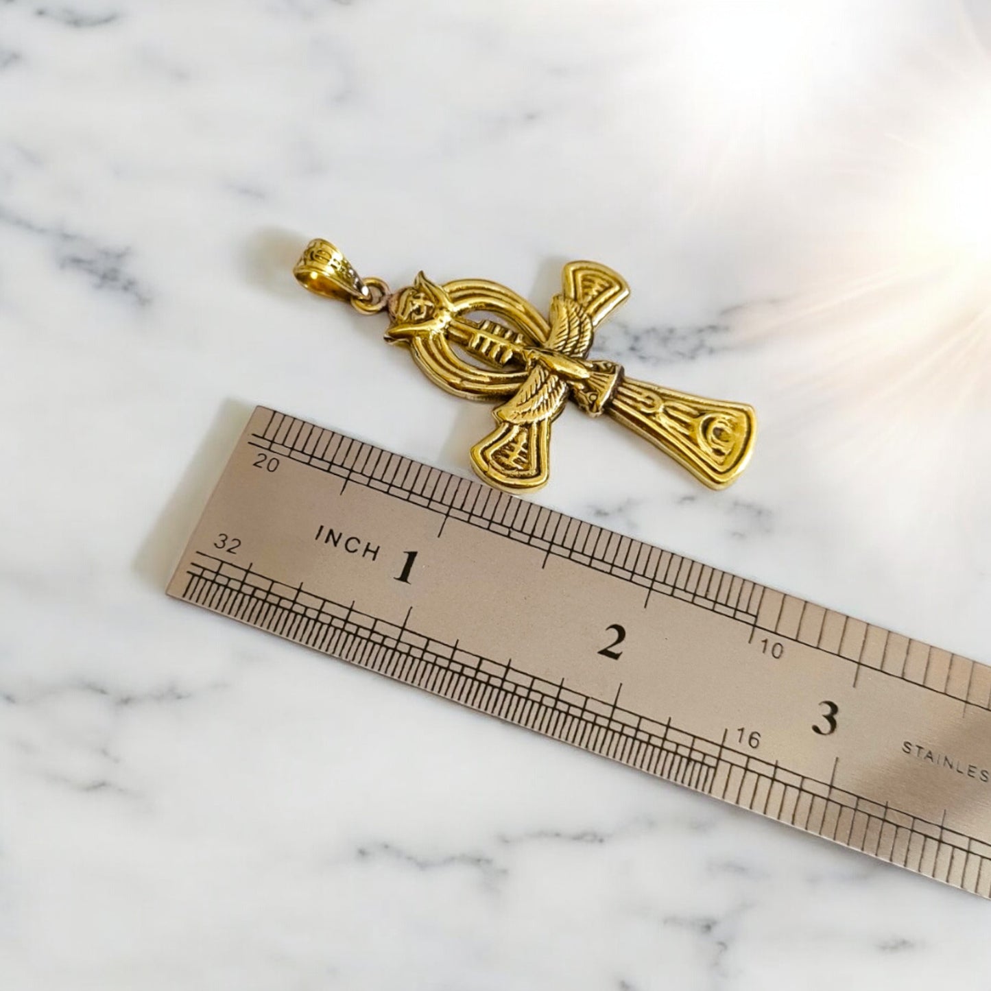 Gold Ankh Pendant Necklace, Egyptian Revival Jewelry Gift