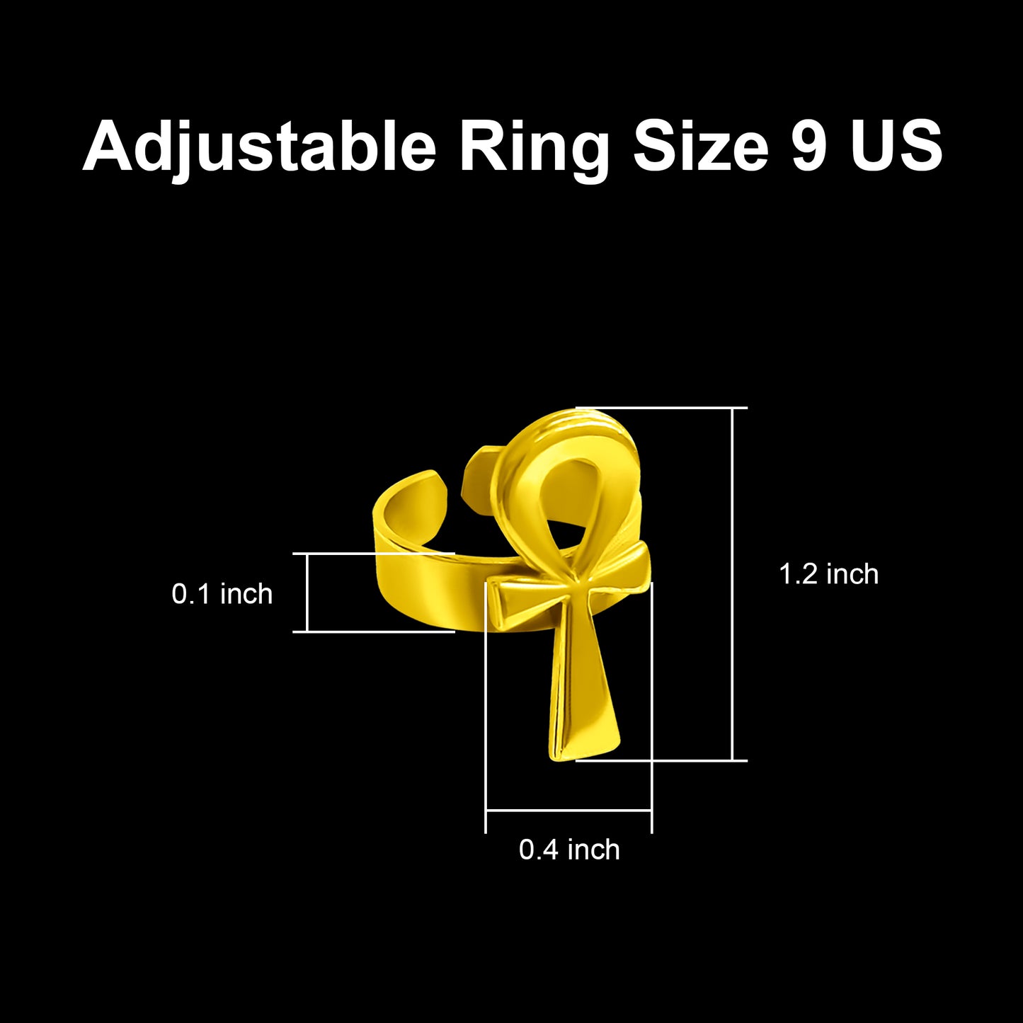 Gold Ankh Ring, Handmade Egyptian Key of Life Talisman
