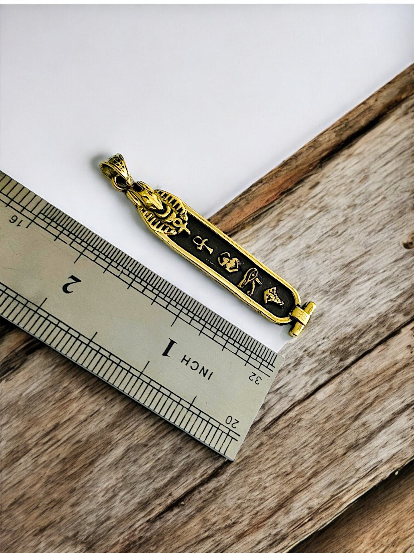 Gold God Anubis Cartouche Necklace, Egyptian Jewelry, Gift For men and Women