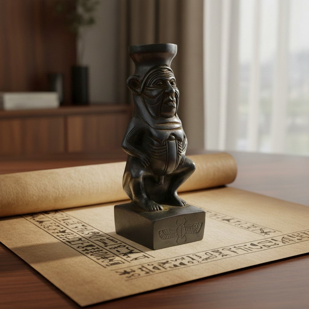 Handmade God Bes Statue, Ancient Egyptian Humor God Figurine, Protective Dwarf Deity Sculpture, Spiritual Talisman Decor, Unique Gift, Museum Replica Style