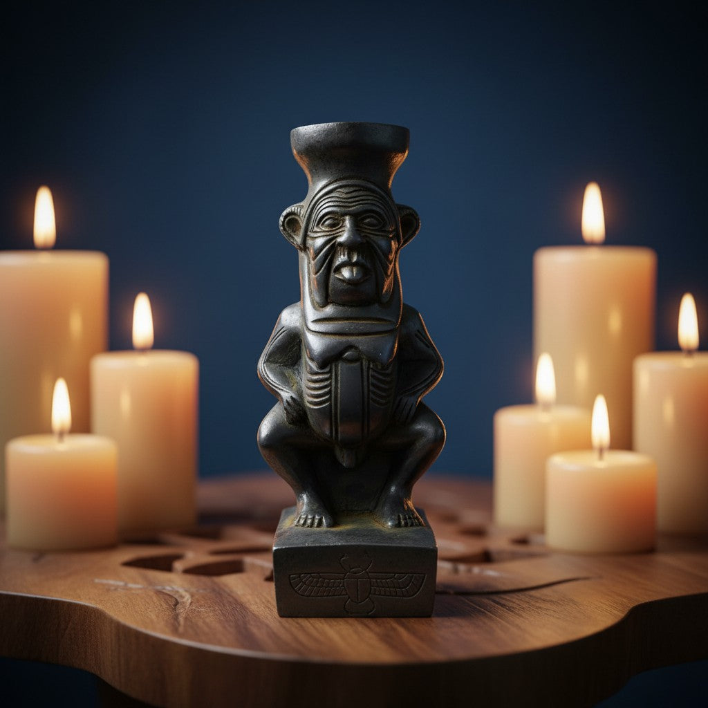 Handmade God Bes Statue, Ancient Egyptian Humor God Figurine, Protective Dwarf Deity Sculpture, Spiritual Talisman Decor, Unique Gift, Museum Replica Style