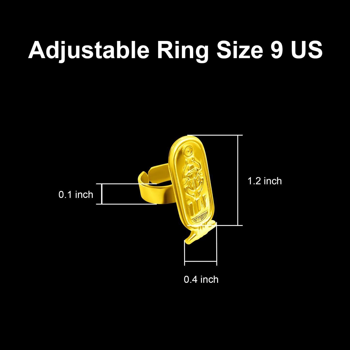 Adjustable Gold Cartouche Ring, Egyptian Revival Jewelry