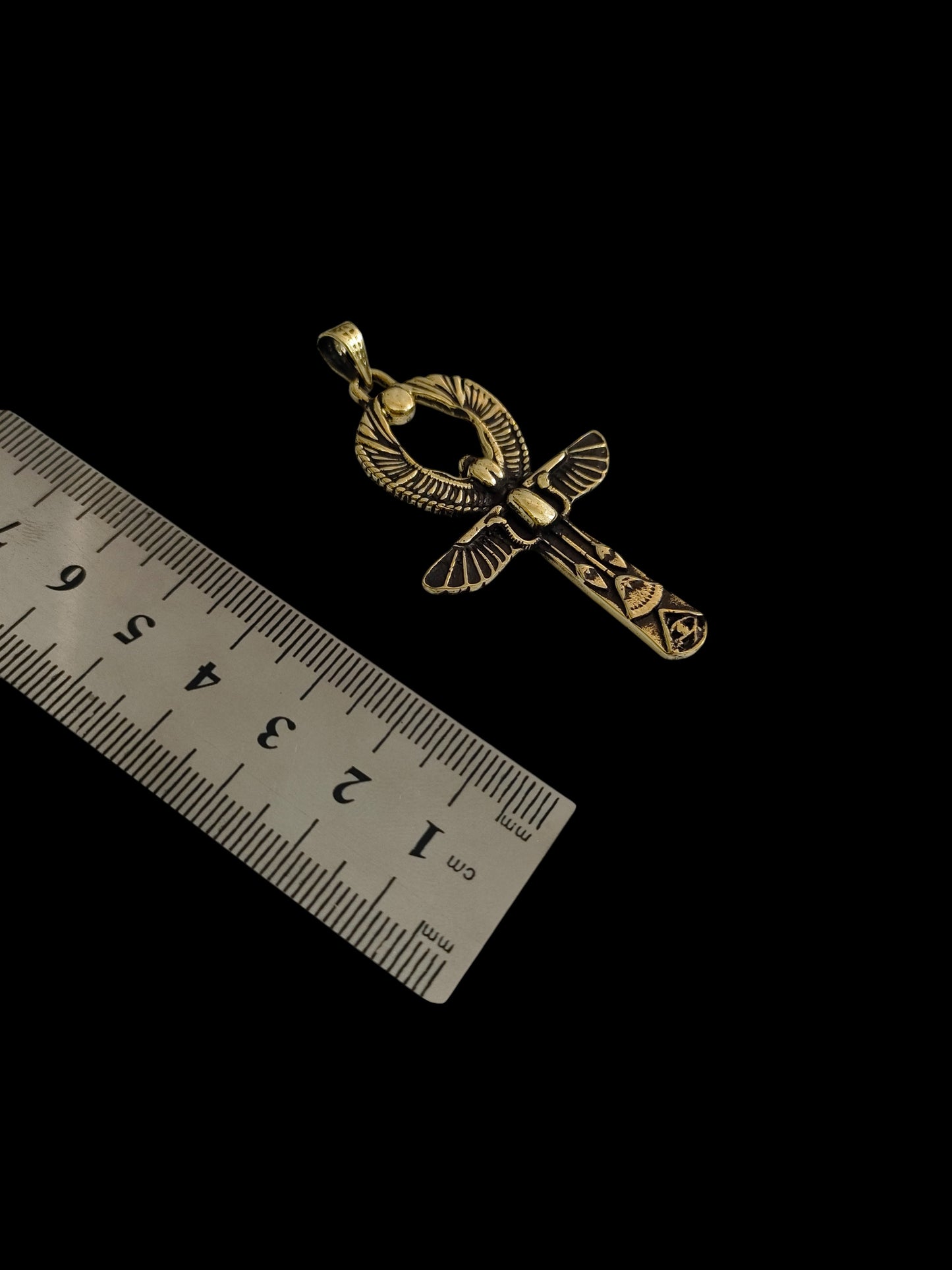 Gold Ankh Necklace, Egyptian Key of Life Talisman Pendant