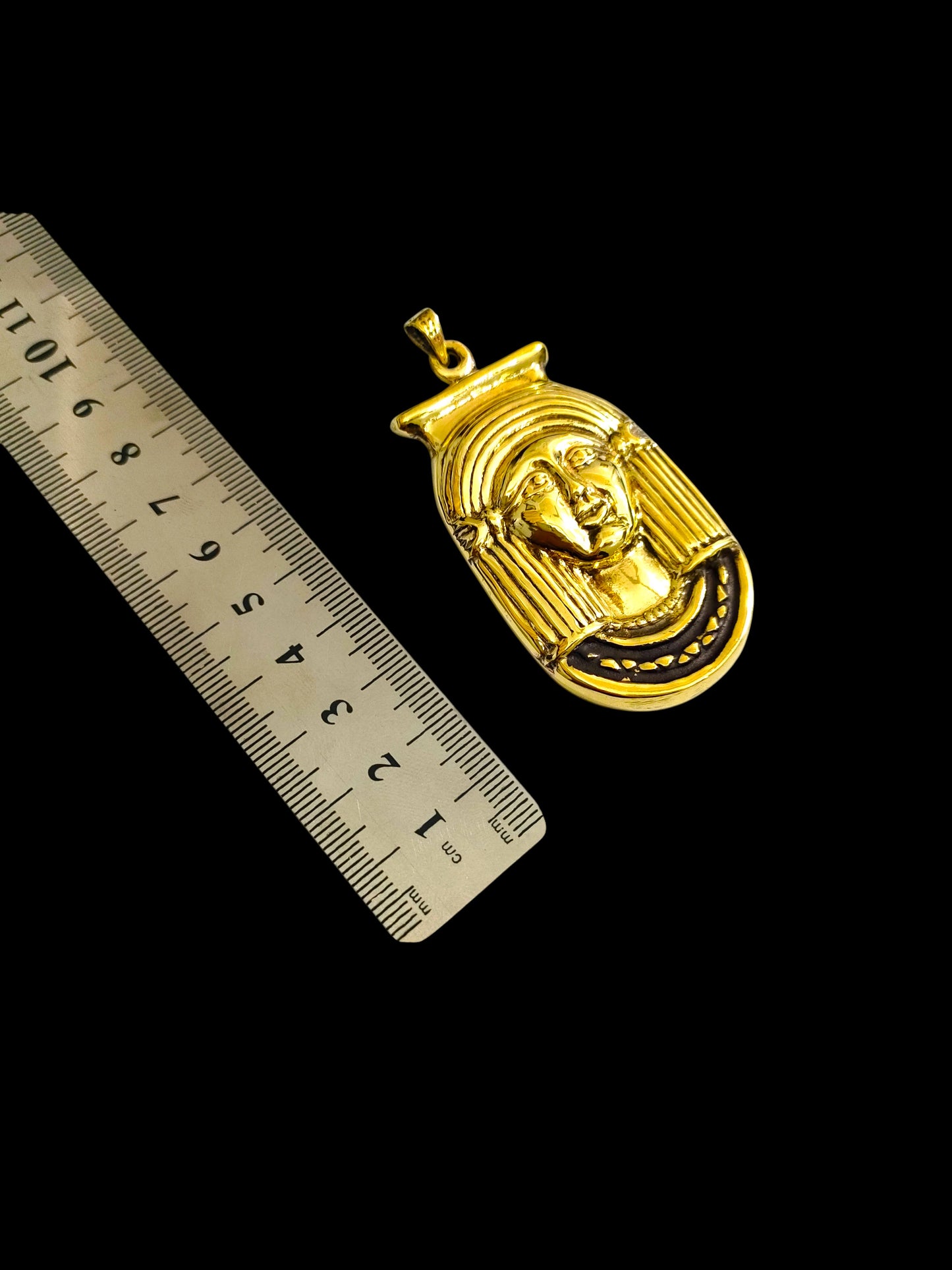 Gold Goddess Hathor Pendant, Large Egyptian Goddess Necklace