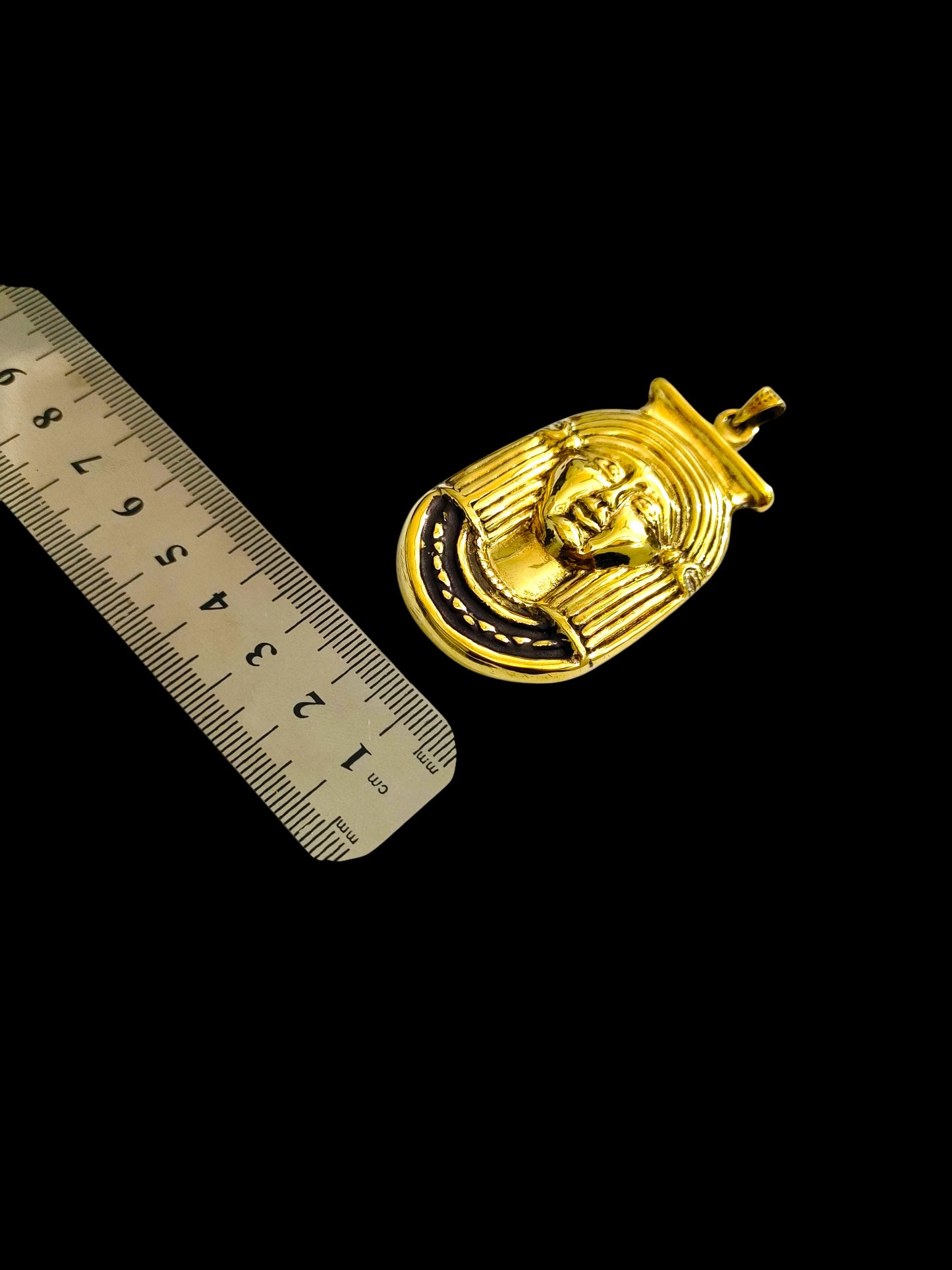 Gold Goddess Hathor Pendant, Large Egyptian Goddess Necklace