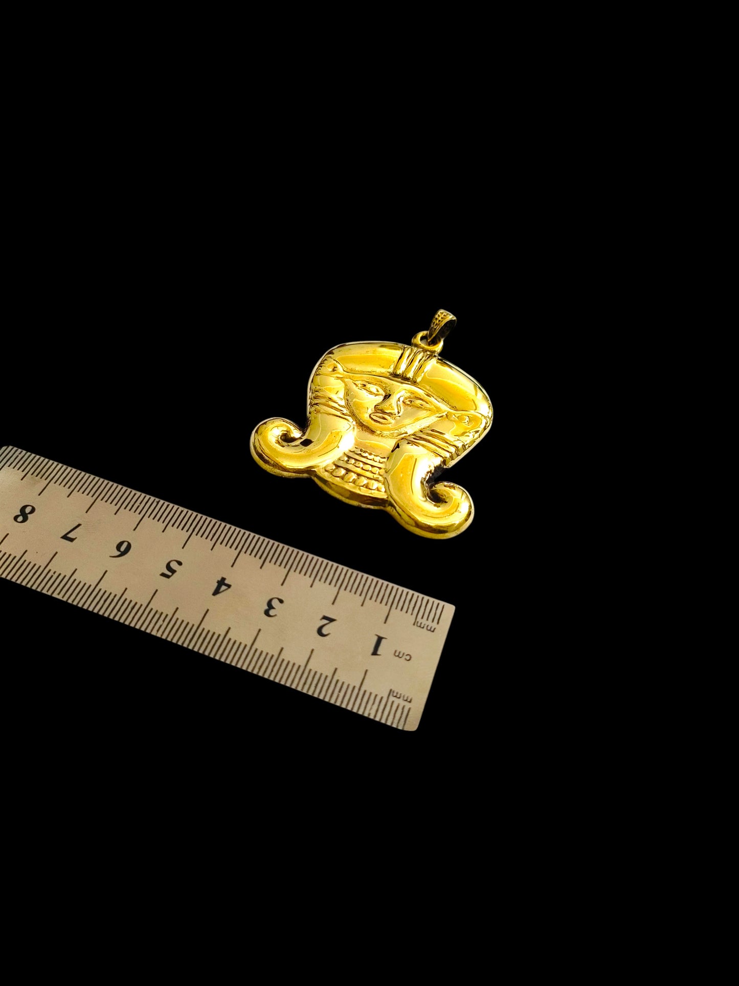 Gold Goddess Hathor Pendant, Large Egyptian Goddess Necklace