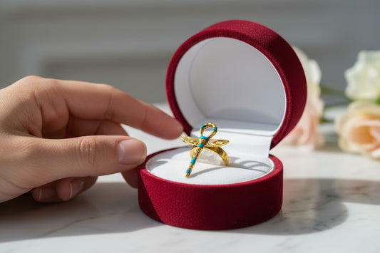 Gold Winged Ankh Ring, Ancient Egyptian Key Of Life Jewelry, Turquoise Statement Ring, Spiritual Talisman Gift For Her Him