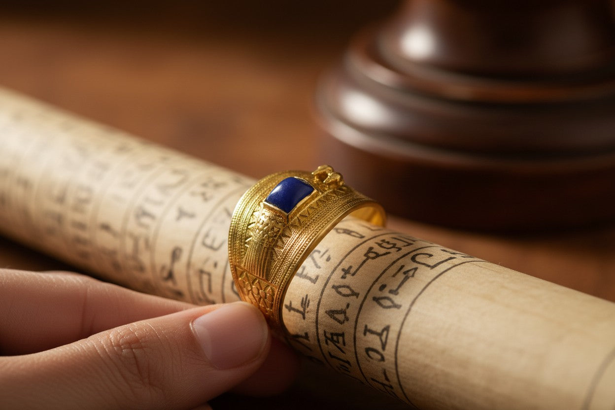 Gold Ramses Duck Ring, Ancient Egyptian Inspired Cuff Jewelry, Lapis Lazuli Statement Ring