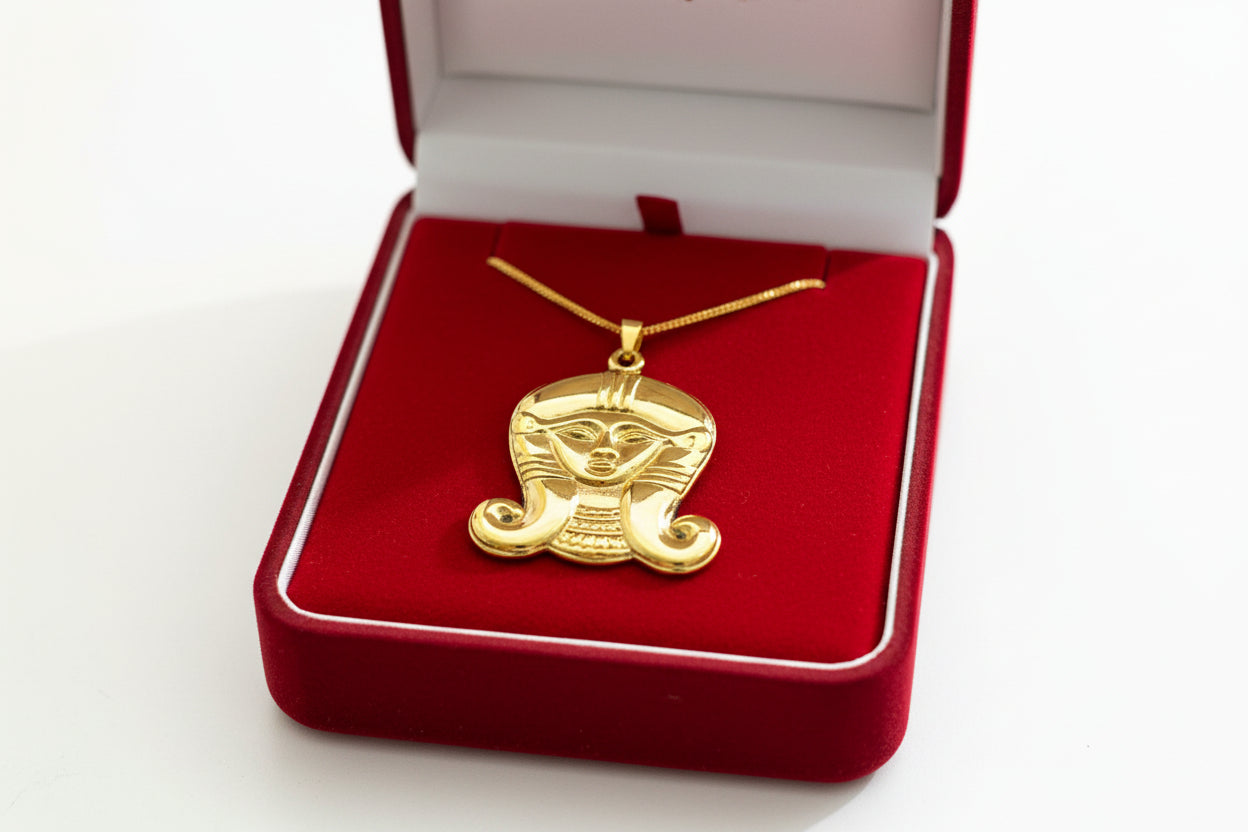 Gold Goddess Hathor Pendant, Large Egyptian Goddess Necklace