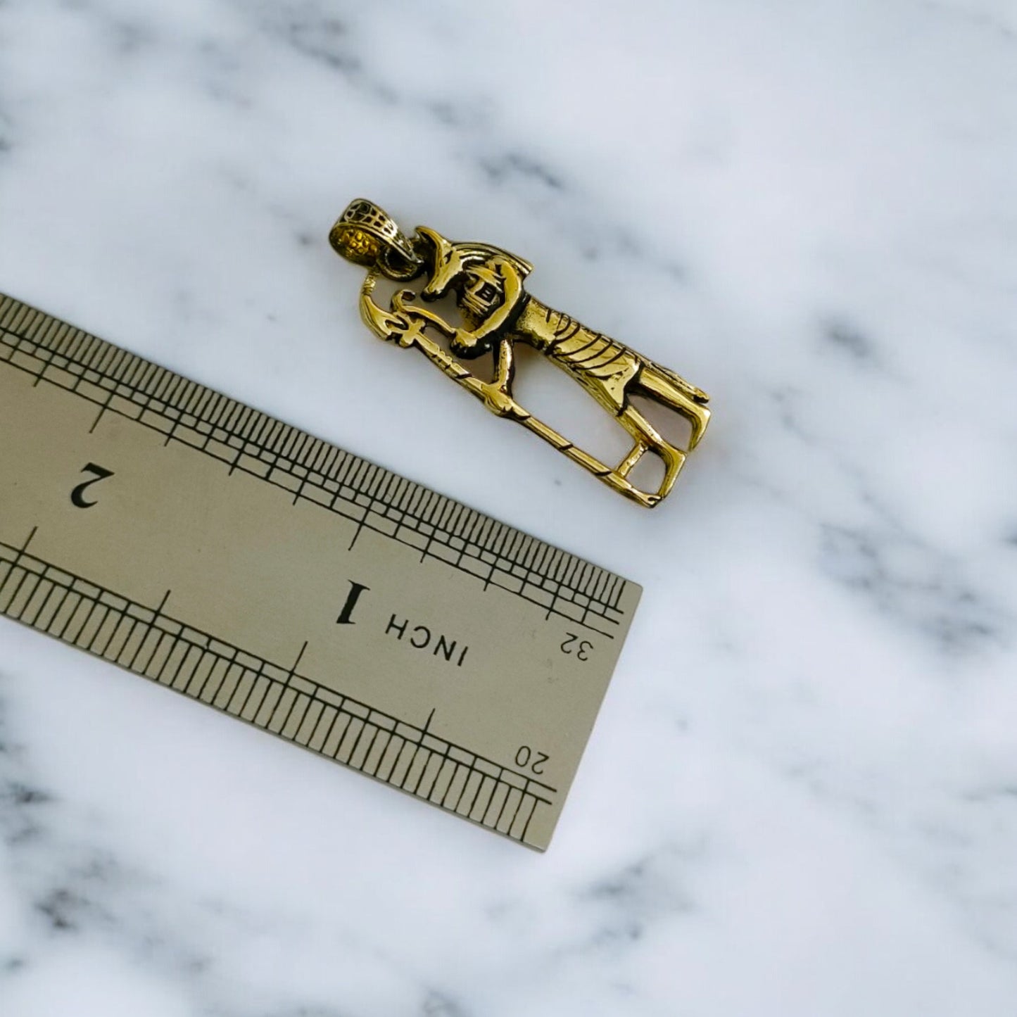 Gold Anubis Pendant Necklace, Handmade Egyptian Revival Jewelry