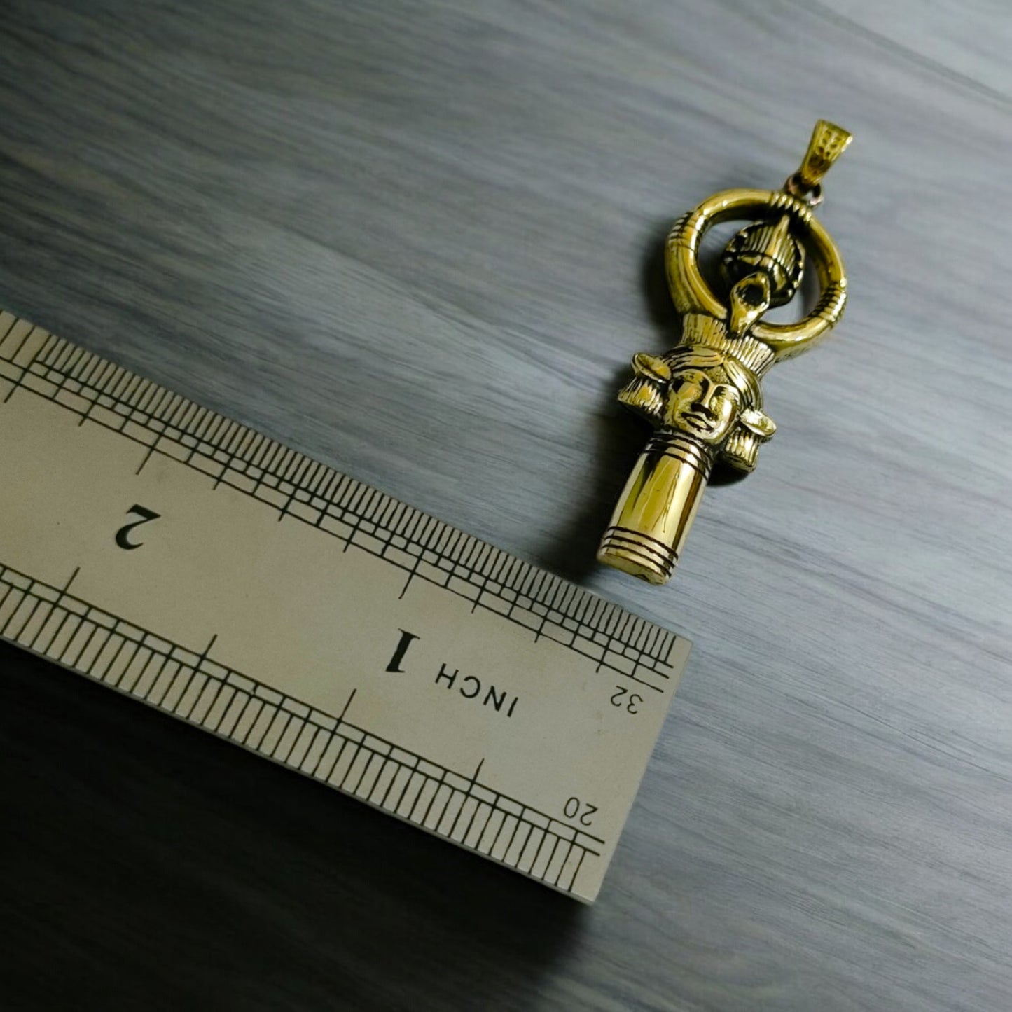 Gold Goddess Hathor Pendant, Egyptian Revival Necklace