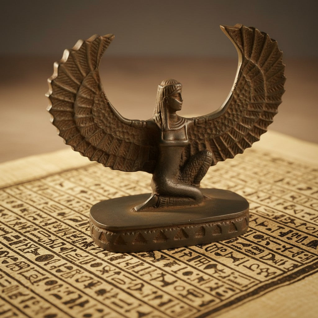 Handmade Winged Goddess Isis Statue, Ancient Egyptian Decor, Divine Feminine Sculpture, Mythology Art, Spiritual Gift, Museum Replica, Home Altar Piece