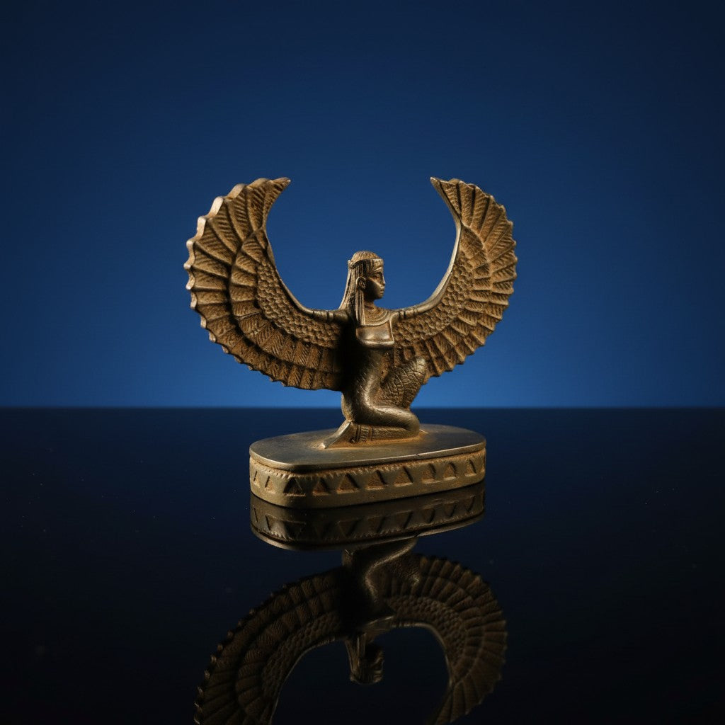 Handmade Winged Goddess Isis Statue, Ancient Egyptian Decor, Divine Feminine Sculpture, Mythology Art, Spiritual Gift, Museum Replica, Home Altar Piece