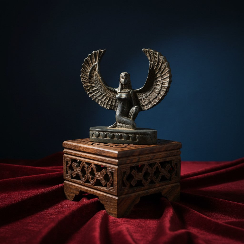 Handmade Winged Goddess Isis Statue, Ancient Egyptian Decor, Divine Feminine Sculpture, Mythology Art, Spiritual Gift, Museum Replica, Home Altar Piece