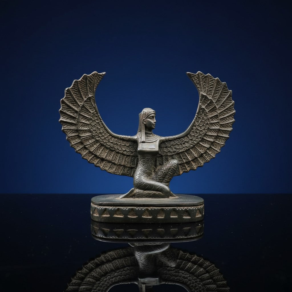 Handmade Winged Goddess Isis Statue, Ancient Egyptian Decor, Divine Feminine Sculpture, Mythology Art, Spiritual Gift, Museum Replica, Home Altar Piece