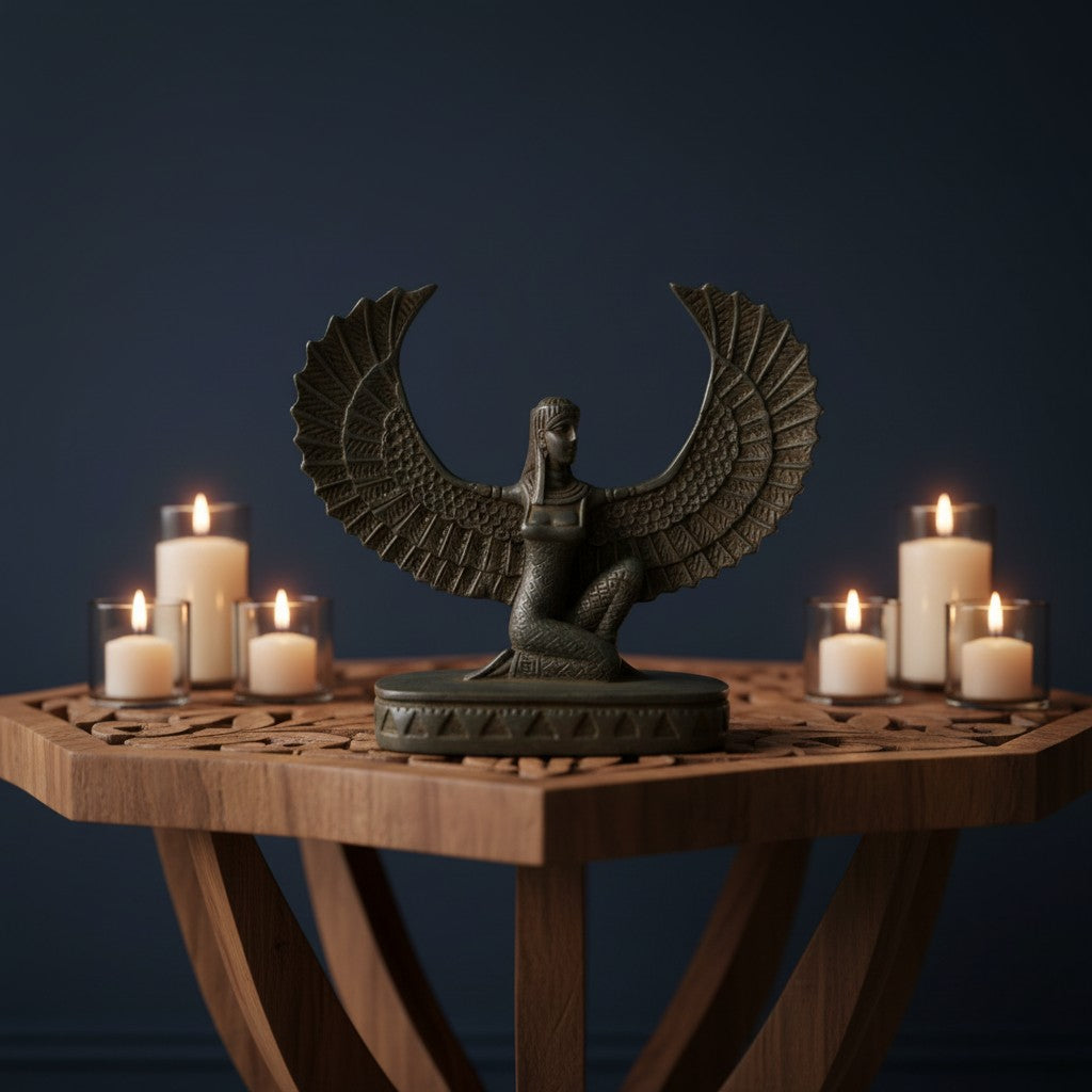Handmade Winged Goddess Isis Statue, Ancient Egyptian Decor, Divine Feminine Sculpture, Mythology Art, Spiritual Gift, Museum Replica, Home Altar Piece