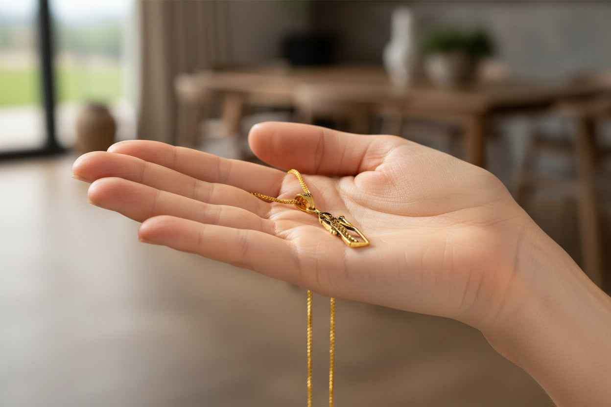 Gold Goddess Maat Pendant Necklace, Egyptian Revival Talisman