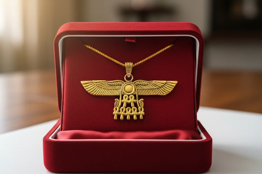 Gold Winged Sun Disk Necklace, Aton Ankh Pendant, Ancient Egyptian Jewelry, Ra Sun Rays Amulet, Protection Charm Gift for Her Him