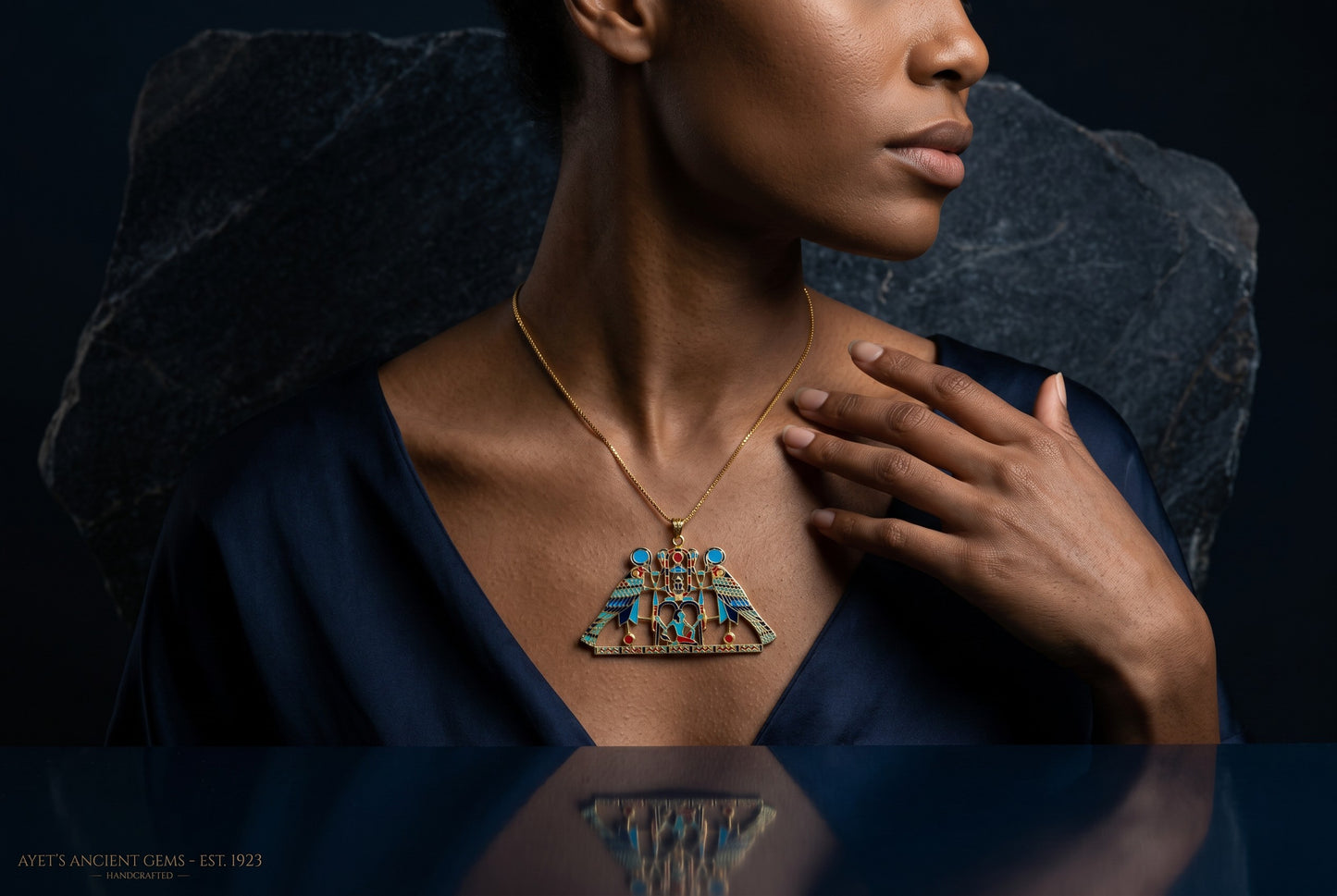 Large Gold Horus Pendant Necklace, Egyptian Falcon God Jewelry, Ancient Egypt Necklace, Spiritual Amulet, Mythology Gift, Revival Jewelry