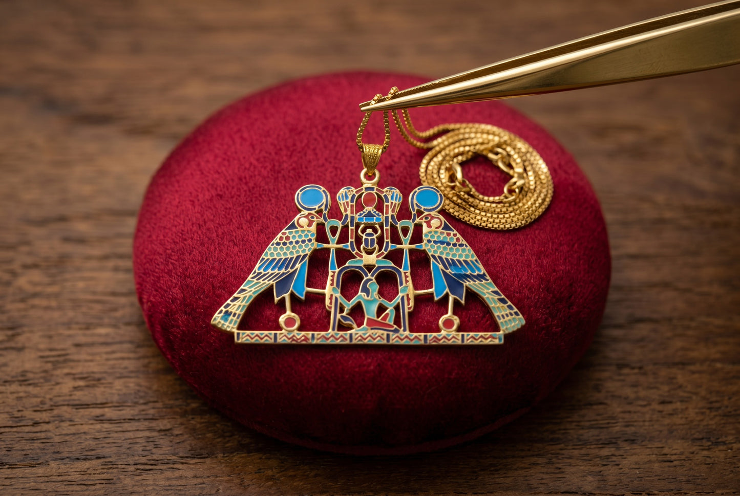 Large Gold Horus Pendant Necklace, Egyptian Falcon God Jewelry, Ancient Egypt Necklace, Spiritual Amulet, Mythology Gift, Revival Jewelry