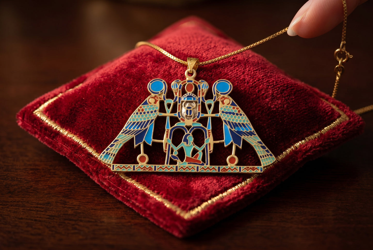 Large Gold Horus Pendant Necklace, Egyptian Falcon God Jewelry, Ancient Egypt Necklace, Spiritual Amulet, Mythology Gift, Revival Jewelry