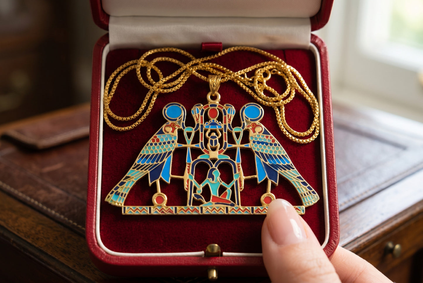 Large Gold Horus Pendant Necklace, Egyptian Falcon God Jewelry, Ancient Egypt Necklace, Spiritual Amulet, Mythology Gift, Revival Jewelry
